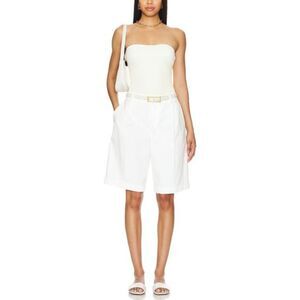 Vince Washed Cotton Twill Bermuda Shorts Women’s 6 Off‑White High Rise NWOT